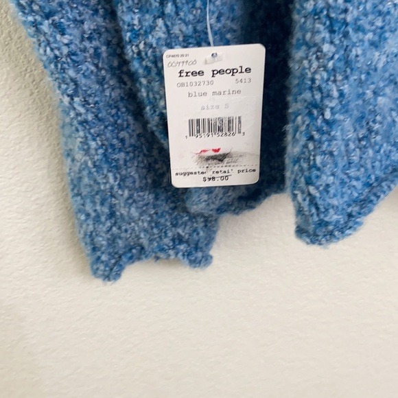 Free People Bff Cowl Neck Blue Marine Sweater Sz Small - Picture 12 of 13